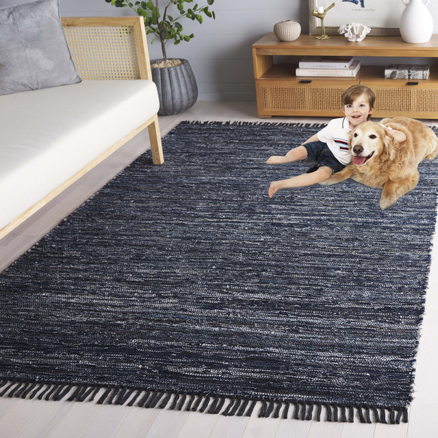 Safavieh Rag Rug Rar301N Navy/Black Rug.