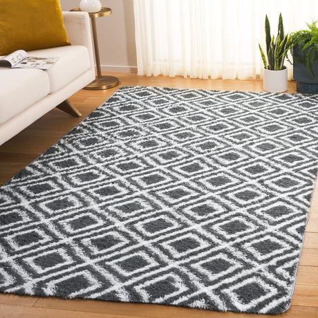 Safavieh Rainbow Shag Rbo102H Charcoal/White Area Rug