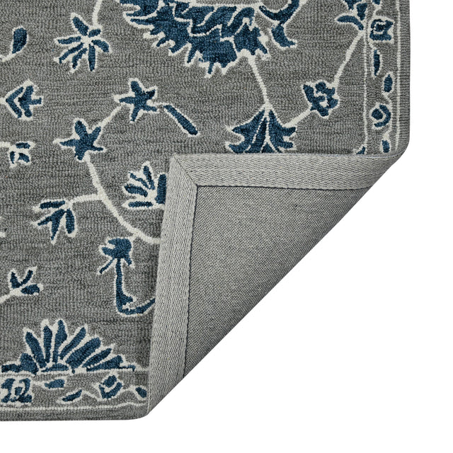 Amer Romania Classic Floral Hand-Hooked Gray/Blue Area Rug