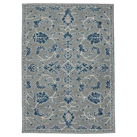 Amer Romania Classic Floral Hand-Hooked Gray/Blue Area Rug