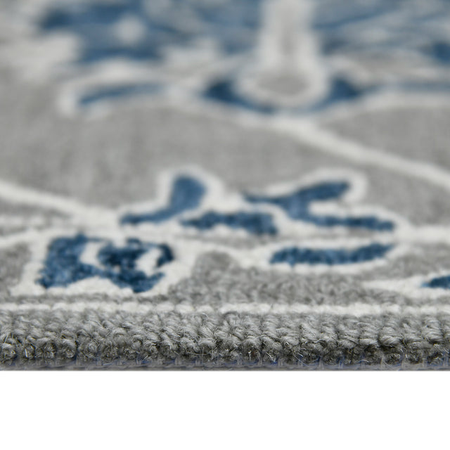 Amer Romania Classic Floral Hand-Hooked Gray/Blue Area Rug