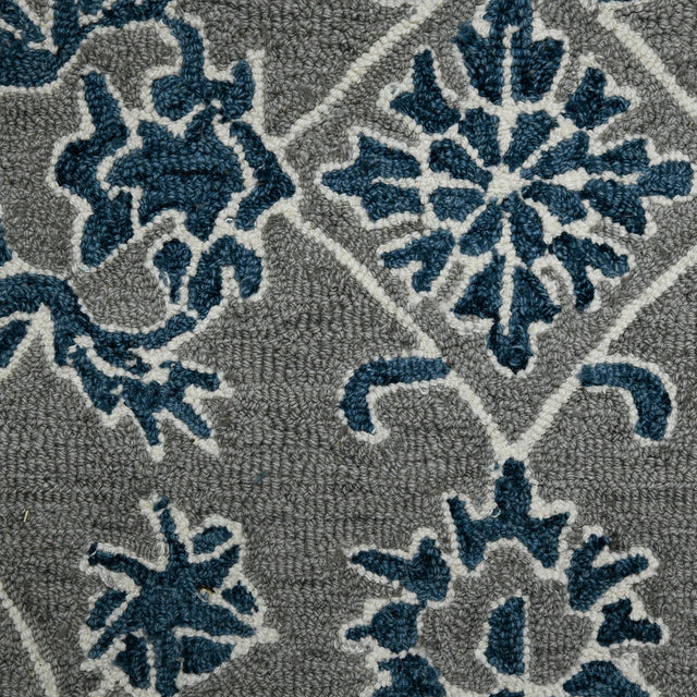 Amer Romania Classic Floral Hand-Hooked Gray/Blue Area Rug