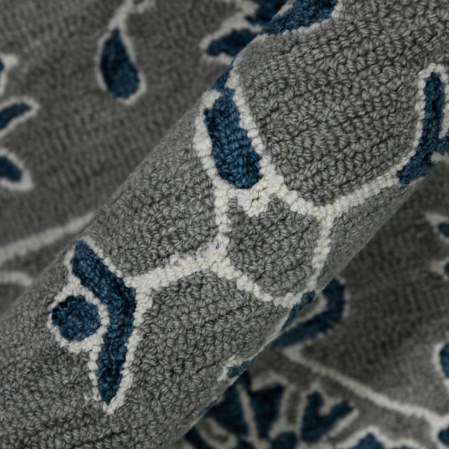 Amer Romania Classic Floral Hand-Hooked Gray/Blue Area Rug