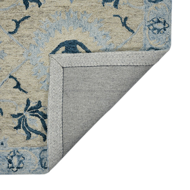 Amer Romania Classic Floral Hand-Hooked Light Blue Area Rug