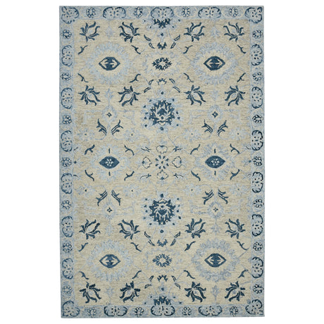 Amer Romania Classic Floral Hand-Hooked Light Blue Area Rug