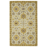 Amer Romania Classic Floral Hand-Hooked Gold Area Rug