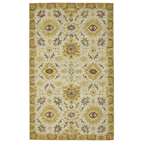 Amer Romania Classic Floral Hand-Hooked Gold Area Rug