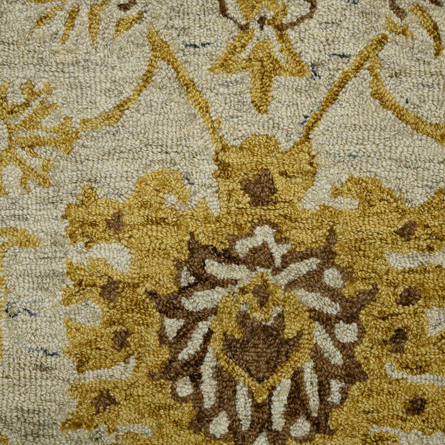 Amer Romania Classic Floral Hand-Hooked Gold Area Rug