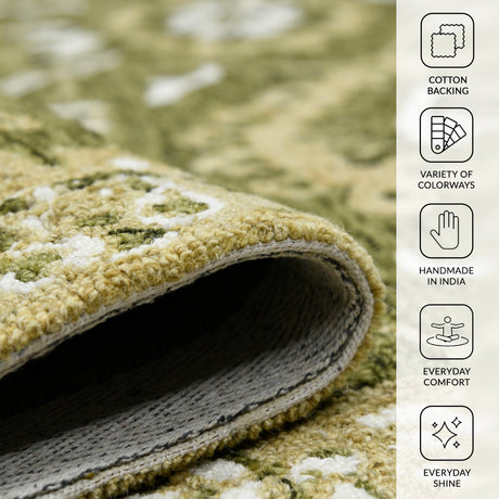 Amer Romania ROM-6 Olive Green area rug - infographic view