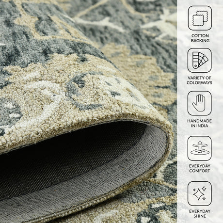 Amer Romania ROM-7 Gray area rug - infographic view