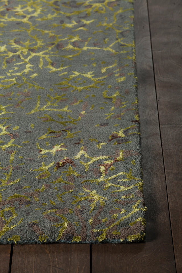 Chandra Rupec Rup39605 Green / Blue / Grey Rug - corner detail