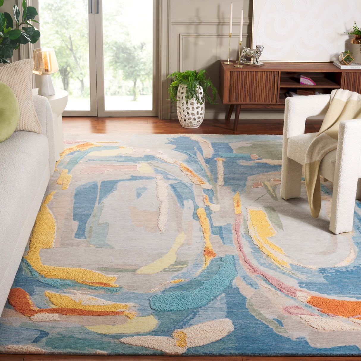 Safavieh Saint Tropez Sat103M Blue/Grey Rug.