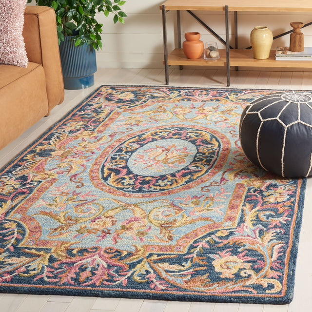 Safavieh Savonnerie Sav301N Navy/Pink Rug.