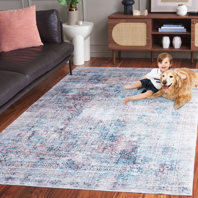 Safavieh Santa Monica Stm539M Blue/Rust Rug.