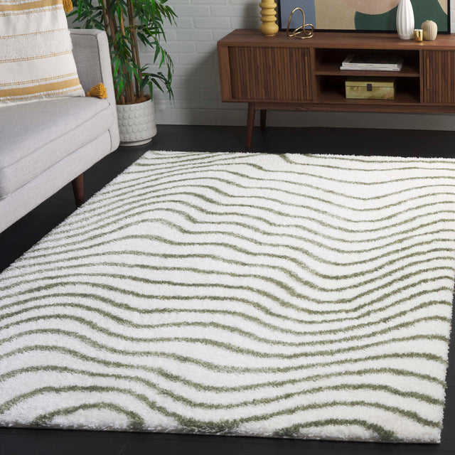 Safavieh Tahoe Shag Tho680W Ivory/Green Rug.