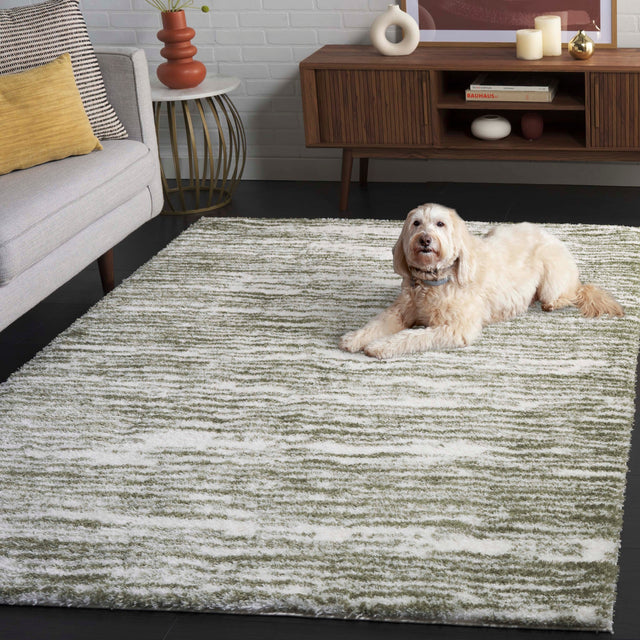 Safavieh Tahoe Shag Tho688W Ivory/Green Rug.