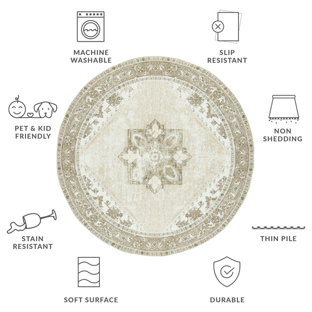 Safavieh Machine Washable Tucson Tsn102W Sage/Ivory Rug