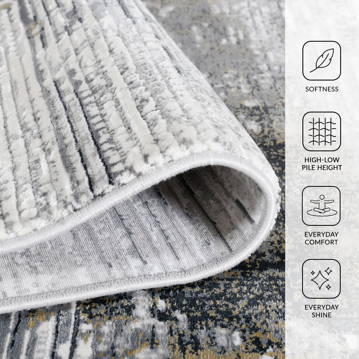 Amer Venice VEN-2 Ivory / Gold area rug - infographic view