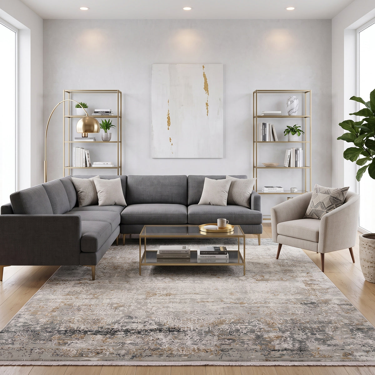 Amer Venice VEN-4 Gray / Gold area rug - lifestyle view