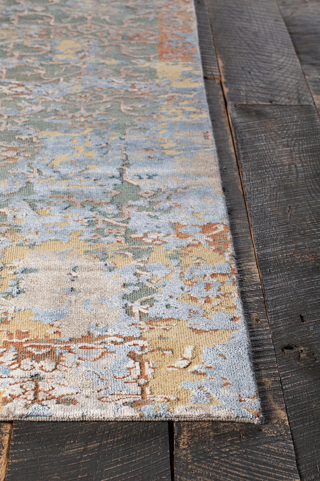 Chandra Vingel Vin36803 Blue / Brown / Gold / Grey Rug - corner detail