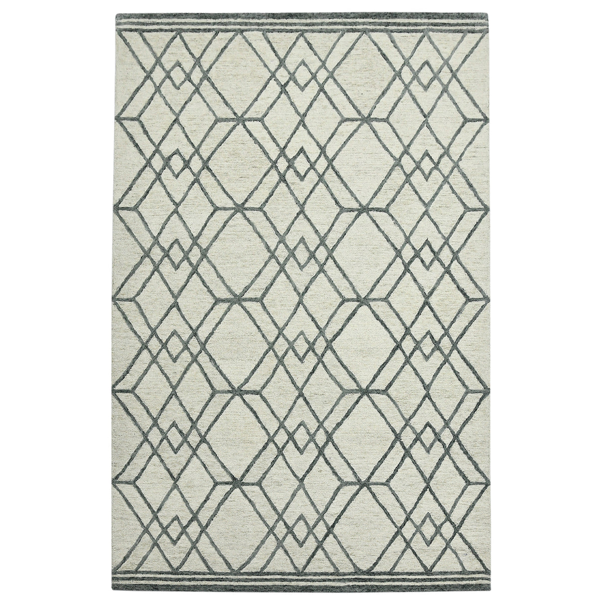 Amer Vista Neutral Geometric Hand-Hooked Ivory Area Rug