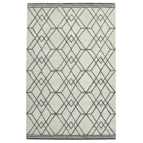 Amer Vista Neutral Geometric Hand-Hooked Ivory Area Rug