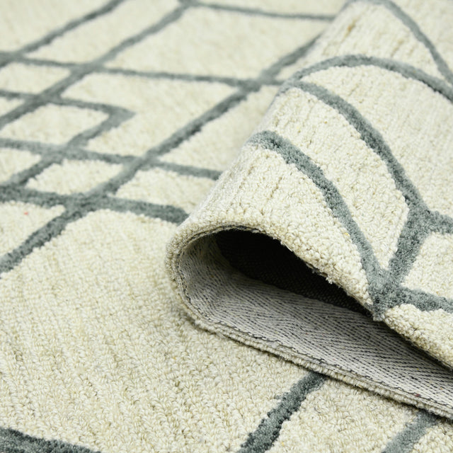 Amer Vista Neutral Geometric Hand-Hooked Ivory Area Rug