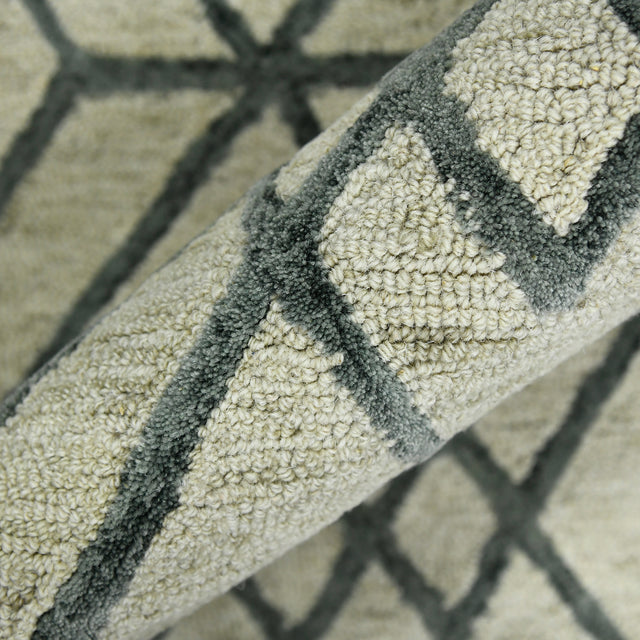 Amer Vista Neutral Geometric Hand-Hooked Ivory Area Rug