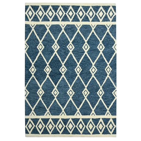 Amer Vista Neutral Geometric Hand-Hooked Navy Area Rug