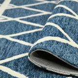 Amer Vista Neutral Geometric Hand-Hooked Navy Area Rug