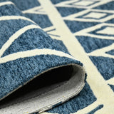 Amer Vista Neutral Geometric Hand-Hooked Navy Area Rug
