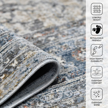 Amer Vermont VRM-6 Ivory / Gray area rug - infographic view
