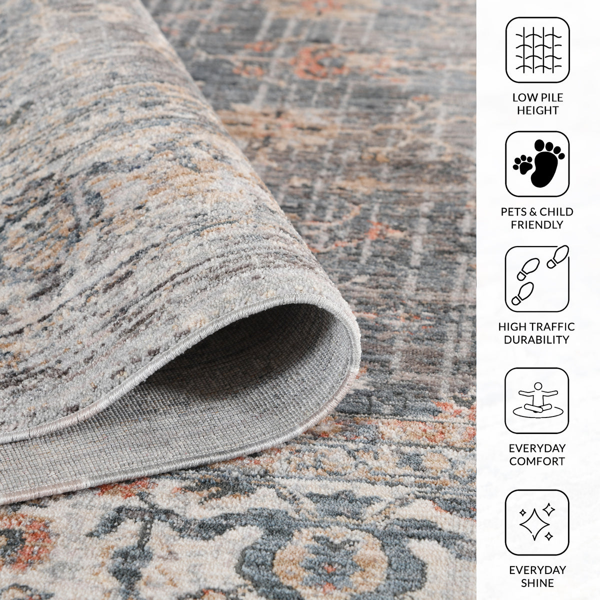 Amer Vermont VRM-7 Charcoal area rug - infographic view