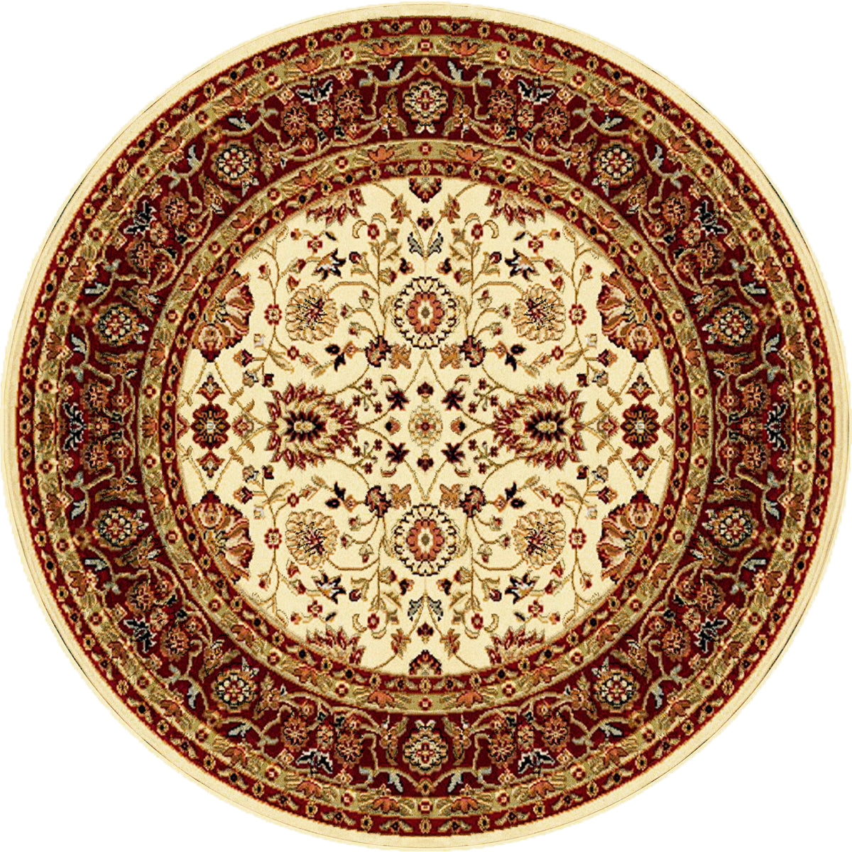 Dynamic Rugs Yazd 2803 Cream / Red Rugs - round rug view