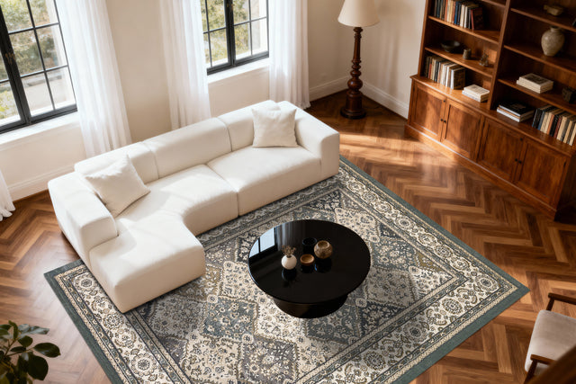 Dynamic Rugs Yazd 8471 Blue / Ivory Rugs - room scene