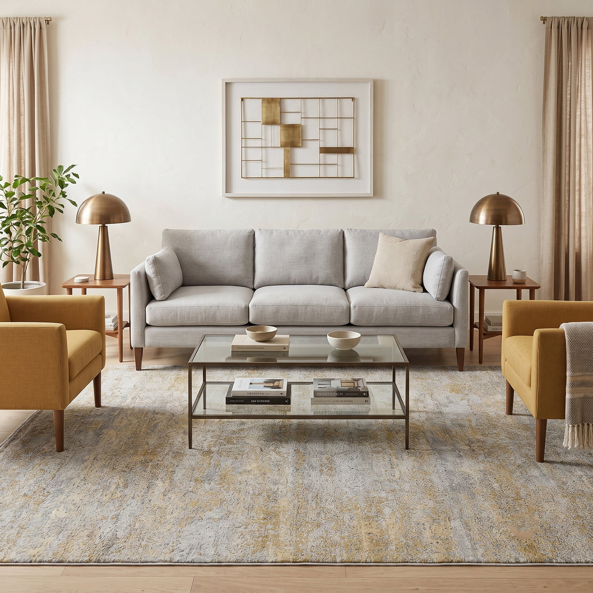 Amer Zenith ZEN-64 Gold area rug - lifestyle view