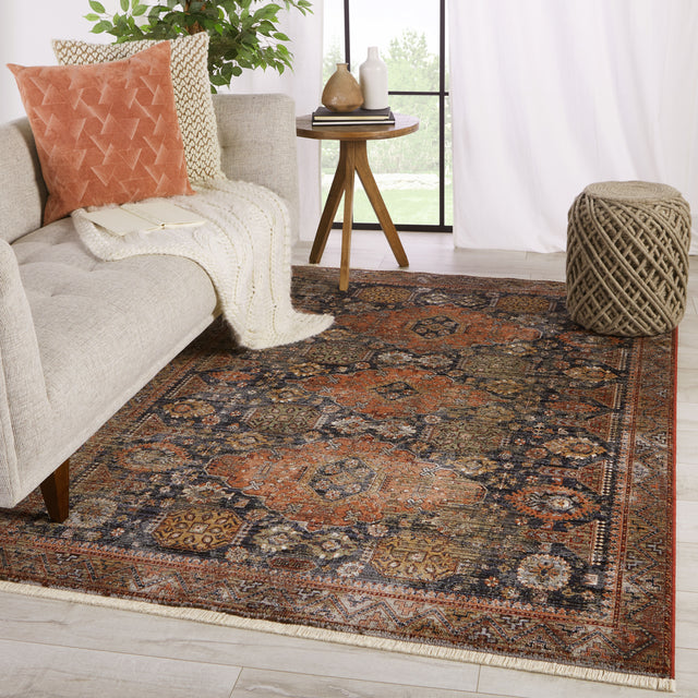 Jaipur Label J Razia ZFA12 Medallion Blue and Orange Rug