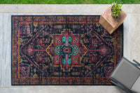 Kaleen Zuma Beach Zum01-22 Navy, Pink, Gold, Turquoise, Gray, Plum, Black Area Rug