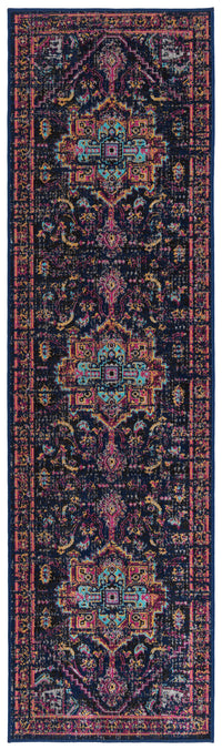 Kaleen Zuma Beach Zum01-22 Navy, Pink, Gold, Turquoise, Gray, Plum, Black Area Rug