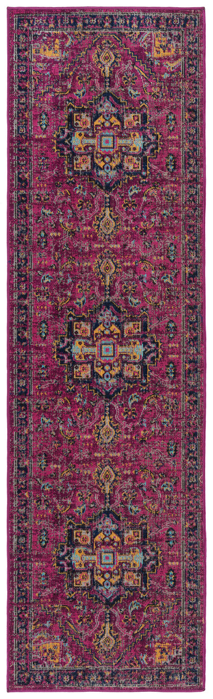 Kaleen Zuma Beach Zum01-92 Pink, Plum, Gold, Navy, Gray, Turquoise, Black Area Rug