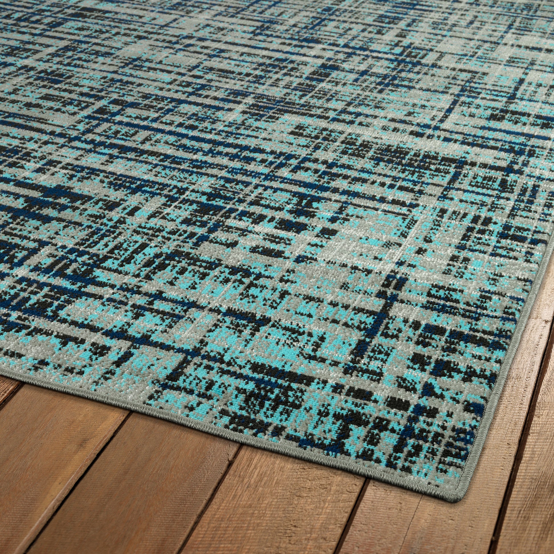 Kaleen Zuma Beach Zum04-78 Turquoise, Gray, Navy, Black Area Rug