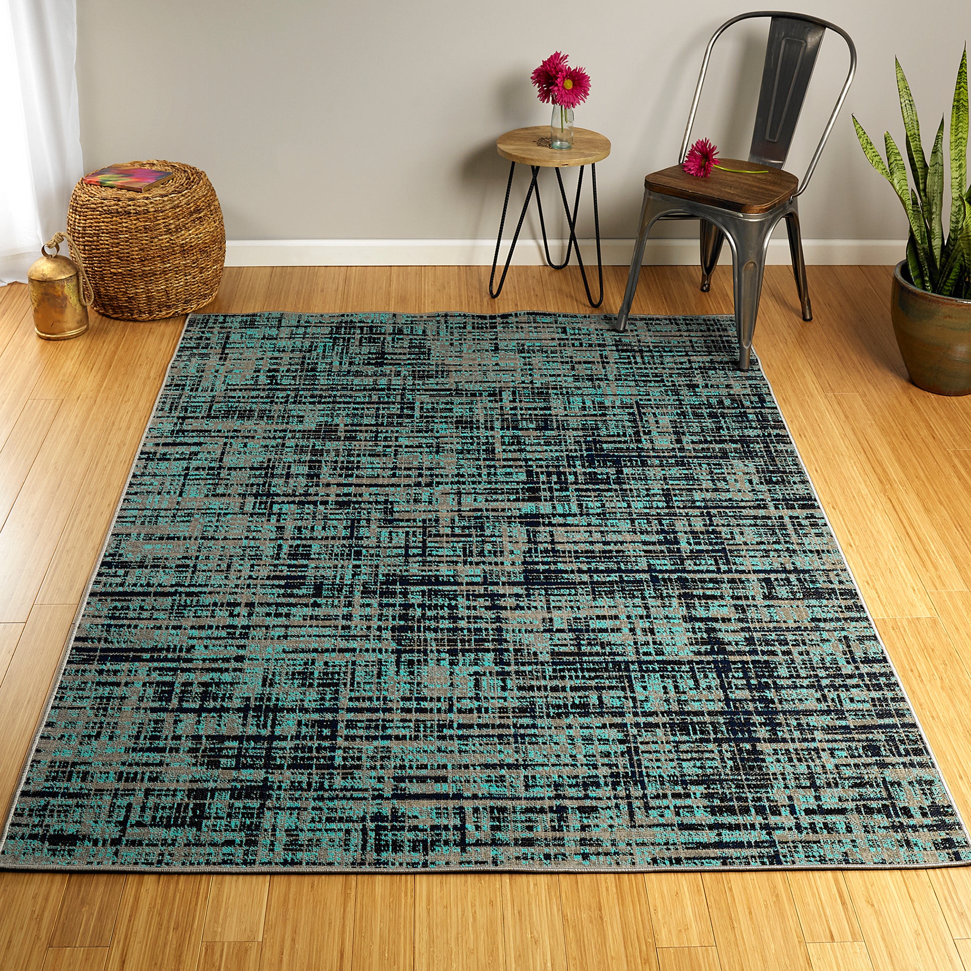 Kaleen Zuma Beach Zum04-78 Turquoise, Gray, Navy, Black Area Rug