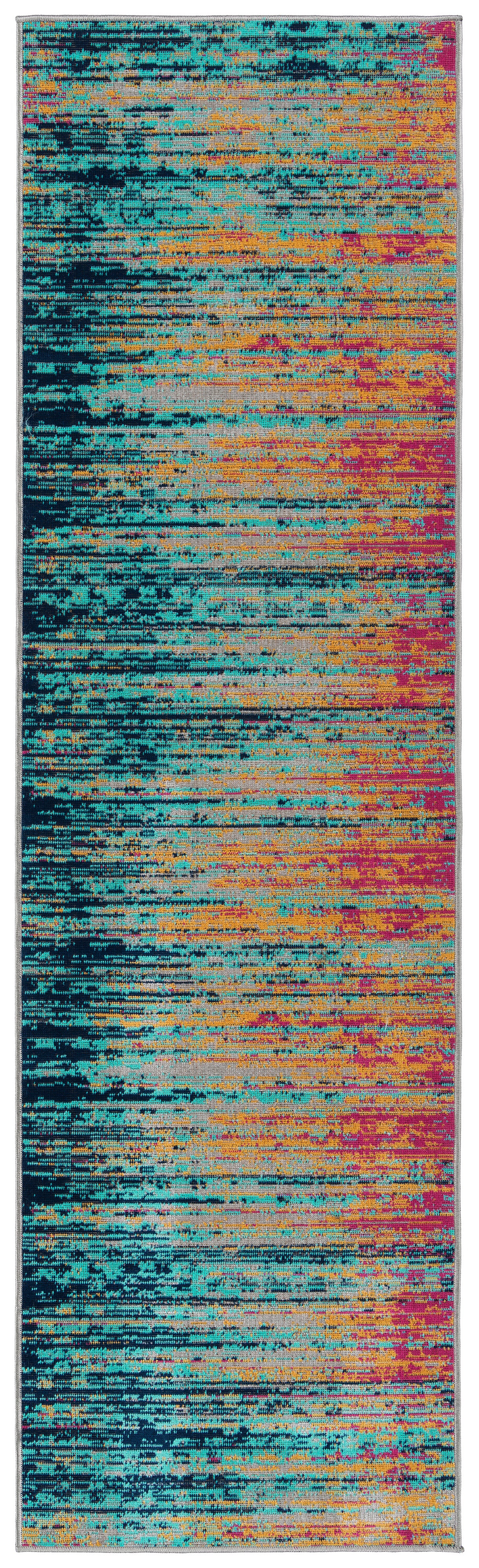 Kaleen Zuma Beach Zum05-86 Turquoise, Navy, Gold, Pink, Gray Area Rug