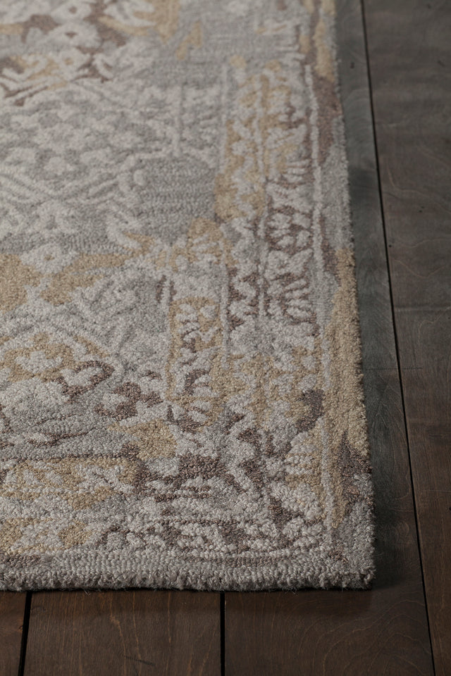 Chandra Zyana Zya43900 Grey / Brown / Gold / Beige Rug - corner detail