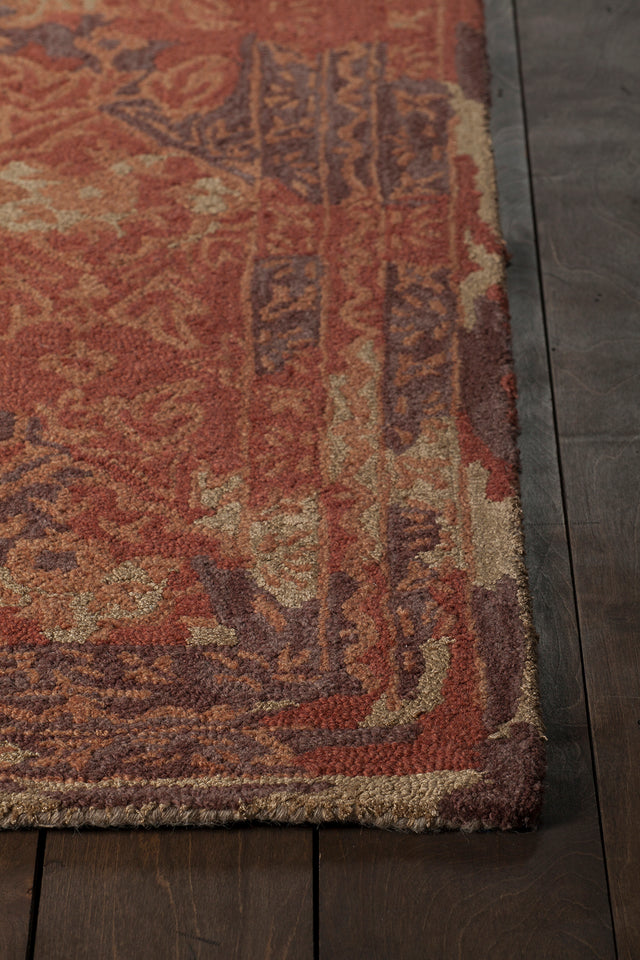 Chandra Zyana Zya43901 Rust / Brown / Gold Rug - corner detail