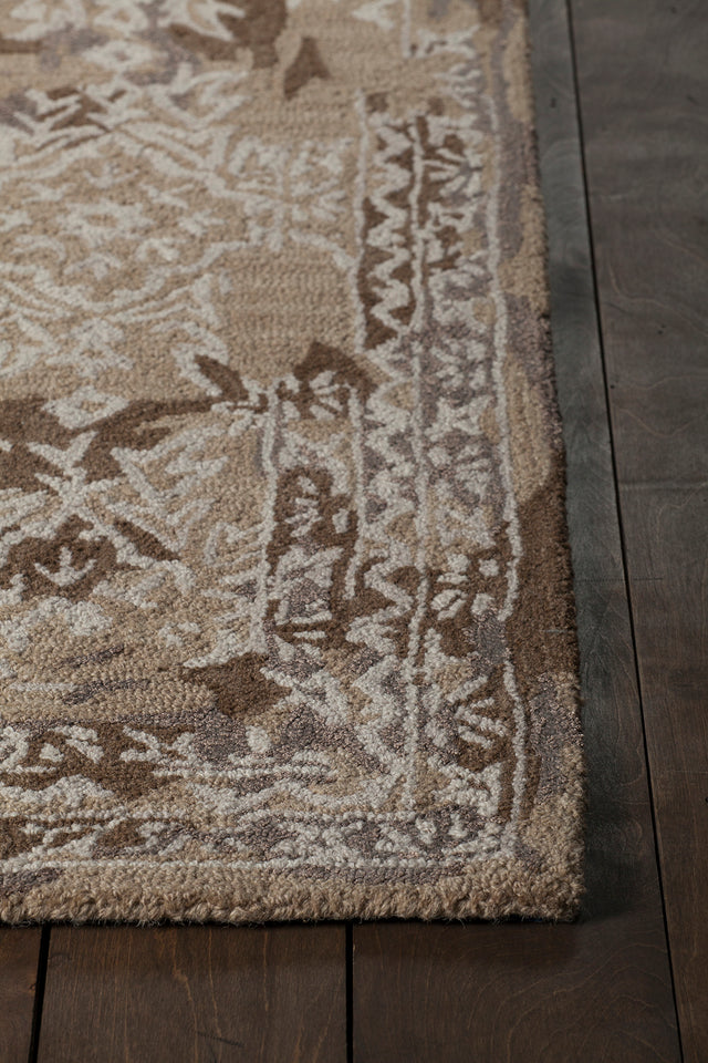 Chandra Zyana Zya43902 Brown / Tan / White Rug - corner detail