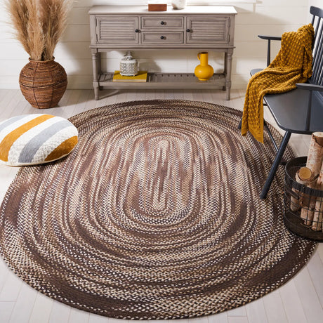 Safavieh Braided 5'-0" x 8'-0" Rug in Brown / Ivory