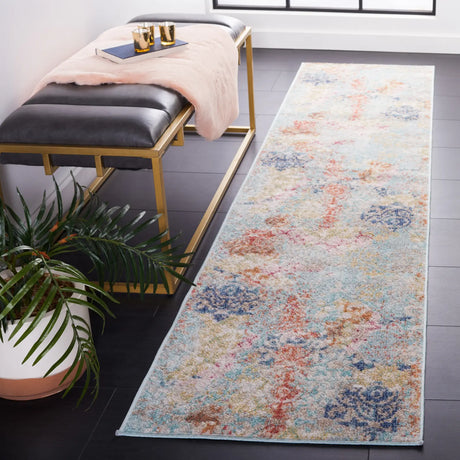 Safavieh Phoenix 500 2'-2" x 9'-0" Rug in Blue / Rust