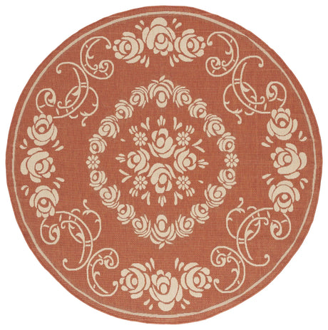 Safavieh Courtyard 6'-7" x 6'-7" Rug in Terracotta / Natural