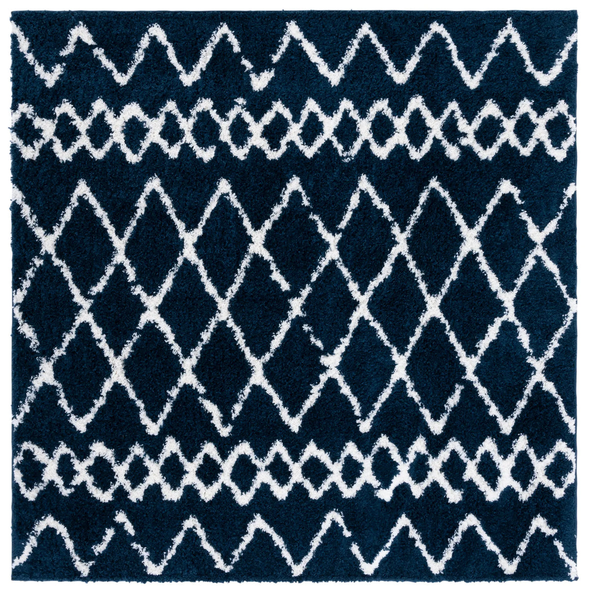 Safavieh Berber Shag 6'-7" x 6'-7" Rug in Navy / Ivory